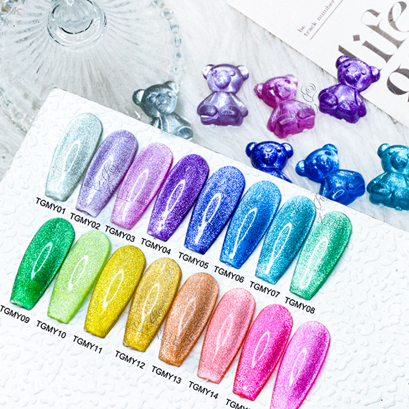 Candy Crystal Cat Eye Gel Polish – Rainbow Crystal Shimmer Nails